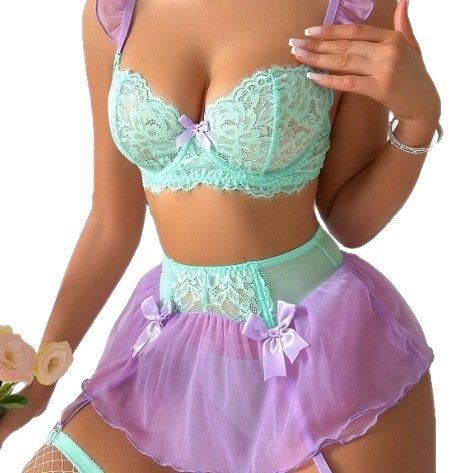 Women Sexy Lace Erotic Set Bow - Lace Bralette Set recension och pris
