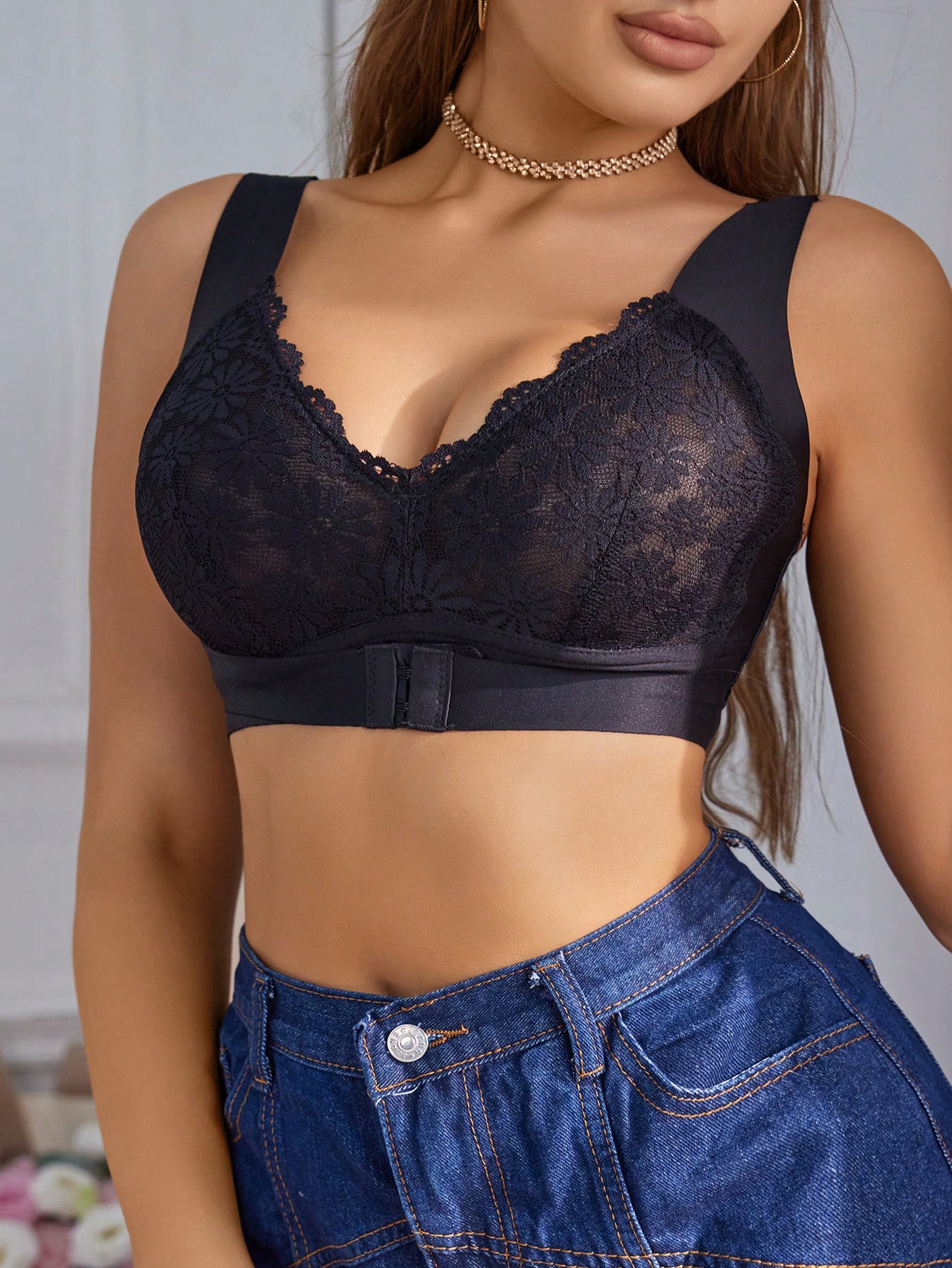 Women Floral Lace Front Closur - Minimizer Bra Women recension och pris